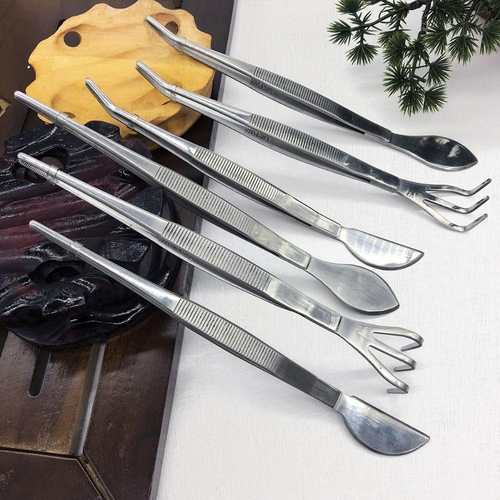 Handheld Stainless Steel Root Rake Mini Gardening Rake Garden Utensils Bonsai Tweezers Loosen Soil