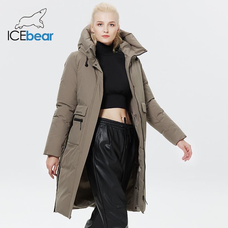ICEbear 2023 Winter Women Jacket Long Cotton Big Pockets Ladies Coat Women's Thickened Warm Parka AGWD22578-1D