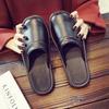 Fashion Indoor Leather Slippers Men Home Cheap Shoes 2024 Spring New Style Flat Mules High Quality Unisex House Slippers
