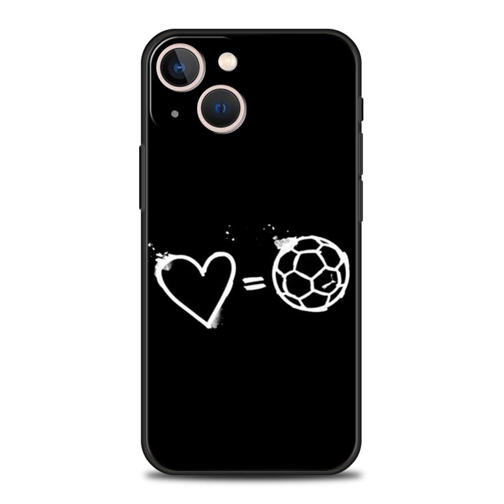 Чехол для iPhone 17 16e 15 14 13 12 11 Pro Max SE 7 8 Plus Чехол iPhone 16 Мягкая TPU Крышка Футбол Сердцебиение