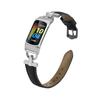 Thin Leather Watch Strap Suit for Fitbit Charge6/5 Stylish D-shaped Metal Buckle Leather Strap