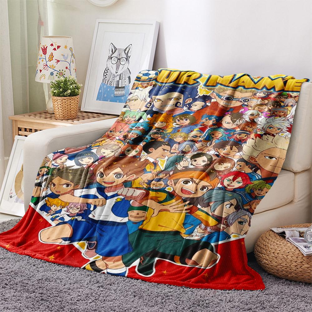1PC Custom Name Inazuma Eleven Patterned Flannel Blanket Suitable For All Seasons for Home Decor Warmth and Comfort Gifts Holiday Present
