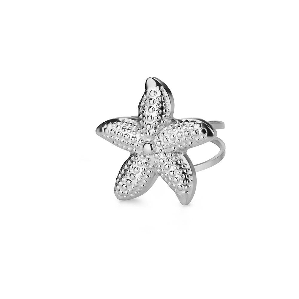 Vintage Conch Starfish Ring For Women Gold Color Stainless Steel Open Adjustable Wedding Summer Beach Party Ocean Jewelry Gift