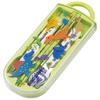 Skater Cutlery Set for Kids, Lunch Box, Chopsticks, Spoon, and Fork, Made in Japan, Sliding Cutlery with Name Stickers, Antibacterial, Trio Set, Dinos