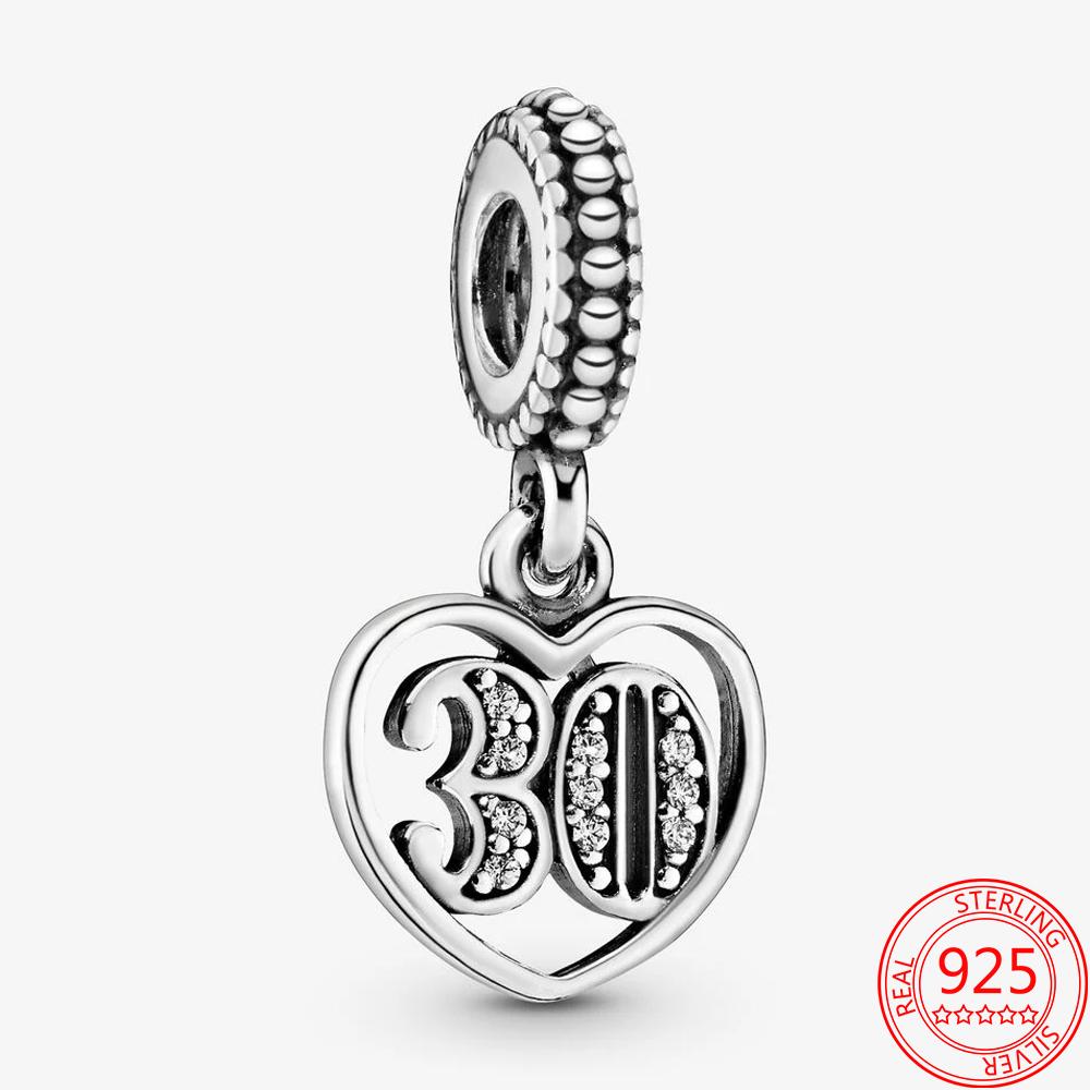 Изящные сверкающие подвески из стерлингового серебра 925 пробы с номером 23, подходящие для модных браслетов и ожерелий, женские ювелирные украшения своими руками, подаркиjavascript: недействительным(0)