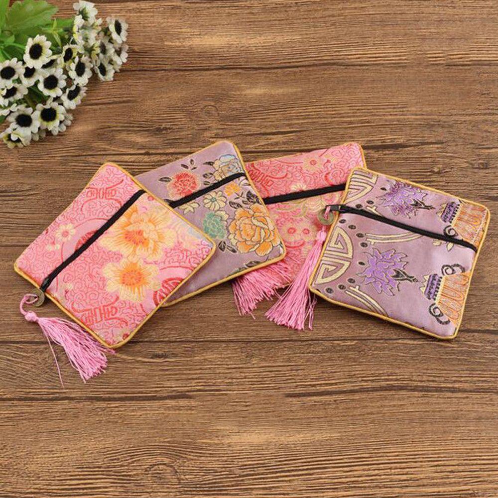 Jewelry Purse Brocade Beads Packaging Quartet Zipper Tassel Jewelery Bag Wallet Handbags Tips Bag
