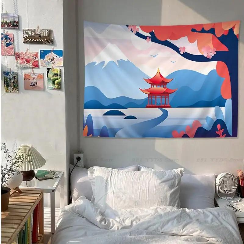 Гобелен для офиса, гостиной, аниме-цветок, цветущая вишня, гобелен для украшения стен дома