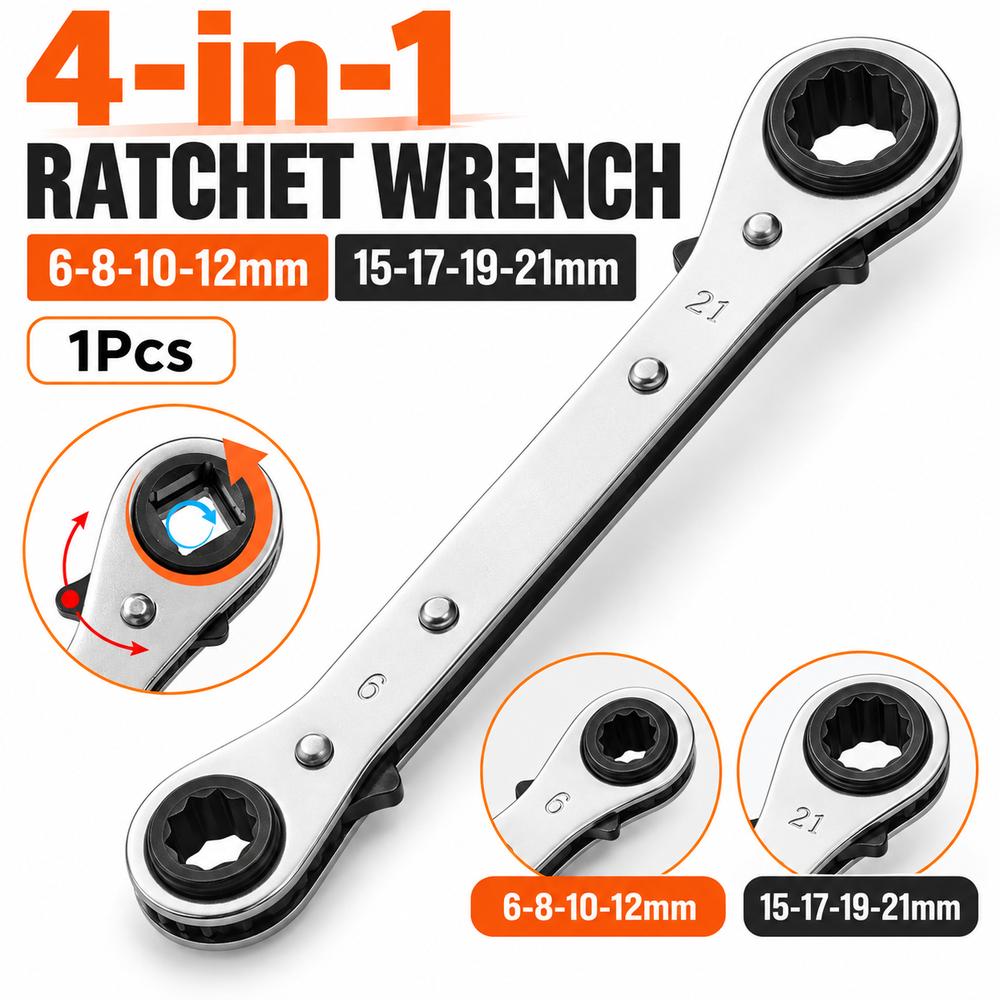 1Pcs Square Drive Ratchet Wrench Adjustable Socket Spanner for Auto Repair