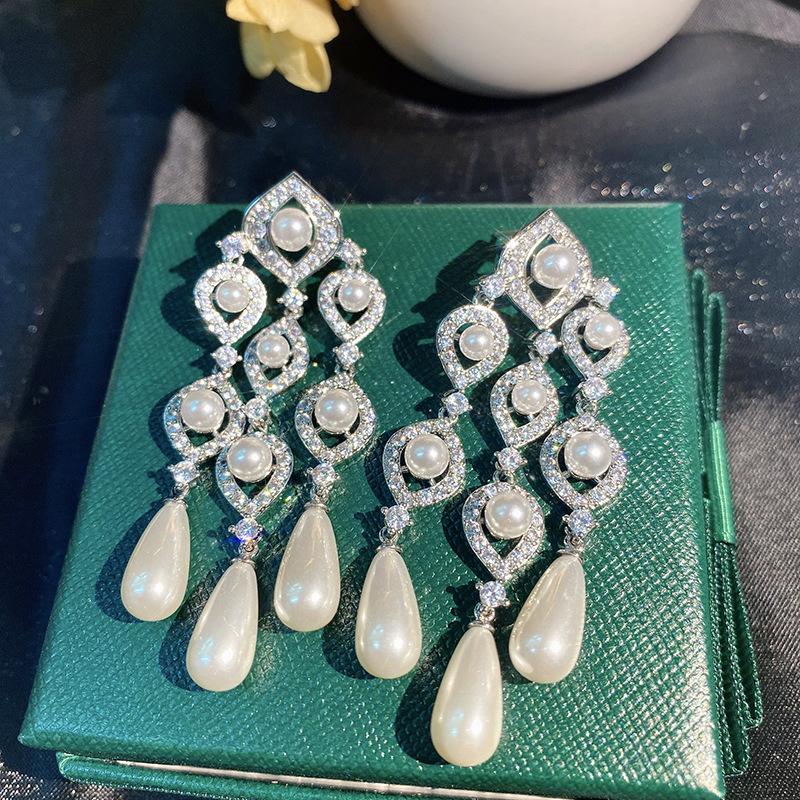 Винтажные серьги с пресноводным жемчугом в стиле барокко для женщин, благородные длинные серьги с кисточками из стерлингового серебра 925 пробы, висячие ювелирные изделия