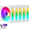 Набор из 5 120-мм LED ARGB 6-контактных вентиляторов для корпуса ПК с эффектом бесконечного зеркала, хаб с контроллером и пультом дистанционного управления, изменяемый цвет, изменяемая скорость вращения, набор питания для периферийных устройств