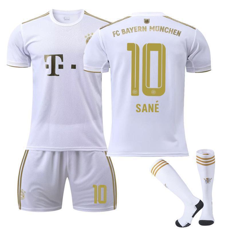 2223 Bayern Away White No. 17 Mane 4 Dericht 25 Muller Jersey Football Uniform Set Sportswear