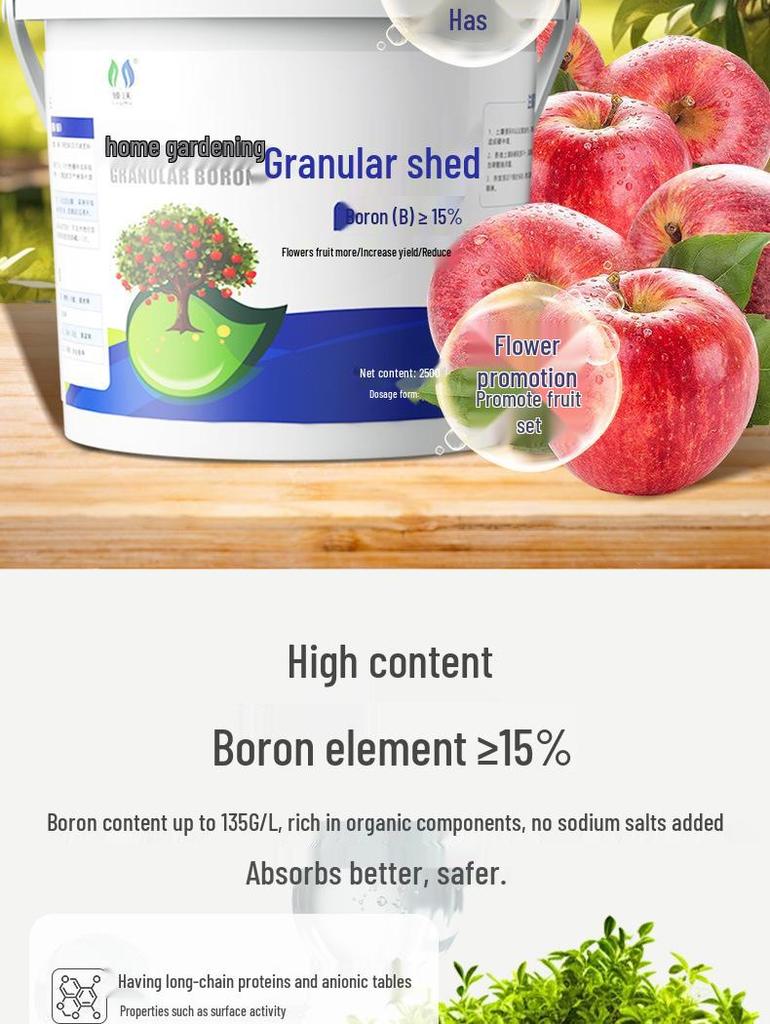 Boron-Enriched Granular Fertilizer: Boosts Flowering & Fruit Set for Trees, Slow-Release & Water-Soluble, Ideal for Vegetables, Melons, and Fruits