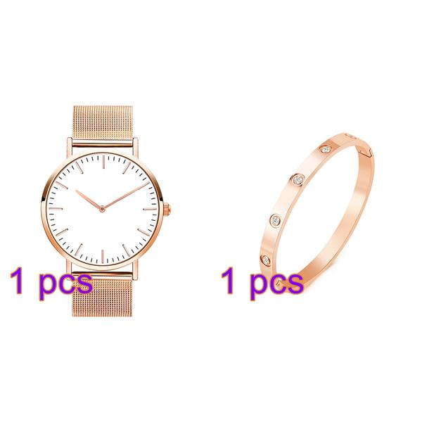 Womens Watches Fashion Simple Watches Bracelet Set Mesh Belt Luxury Ladies Quartz Wristwatches