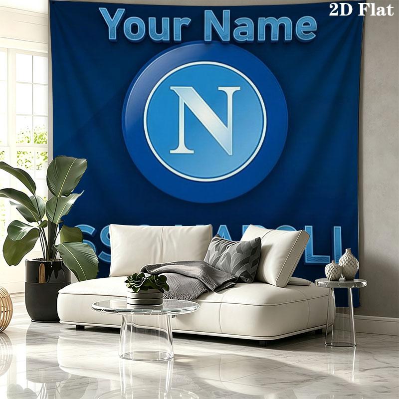 SSC Napoli Custom Name Wall Tapestry Aesthetic Wall Hanging Printed Fabric Blanket Decorative Tapestries for Bedroom Living Room Home Decor