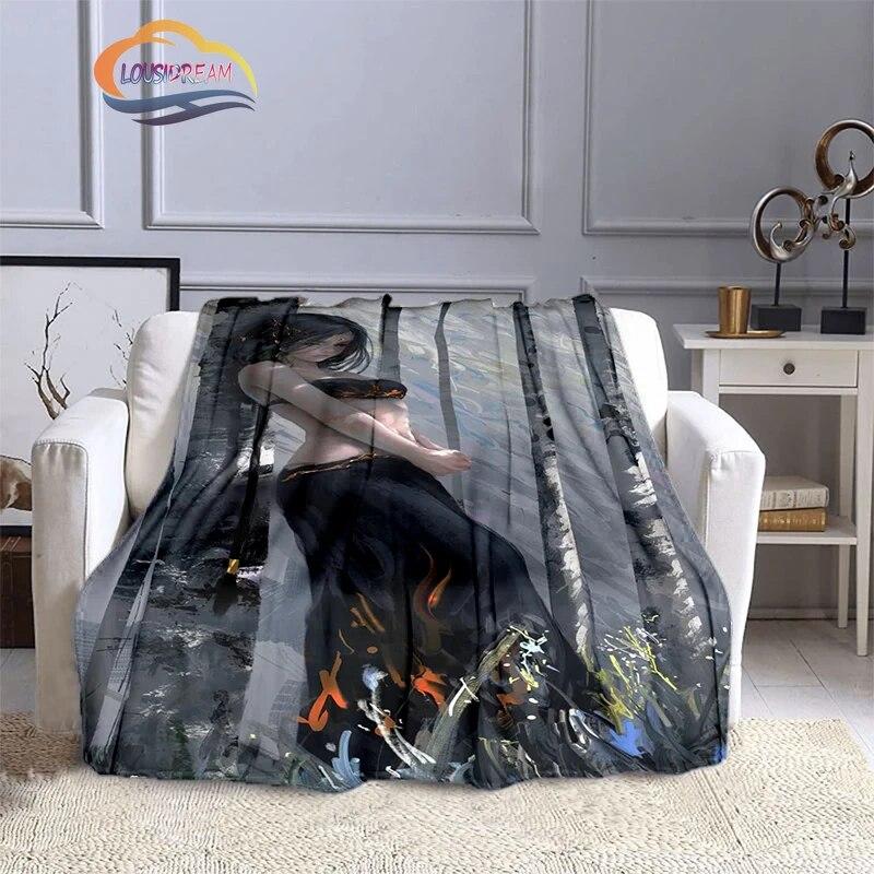 Ghost Blade Blanket 3D Printing Sexy   by Wolp Flannel Cashmere Blanket Girl Gift Beautiful Cartoon Girl