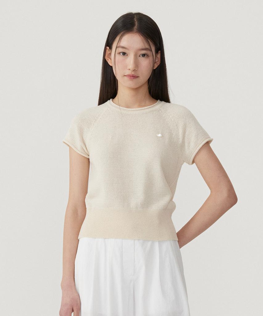 COVERNAT WOMAN Boucle Raglan Half Knit Ivory