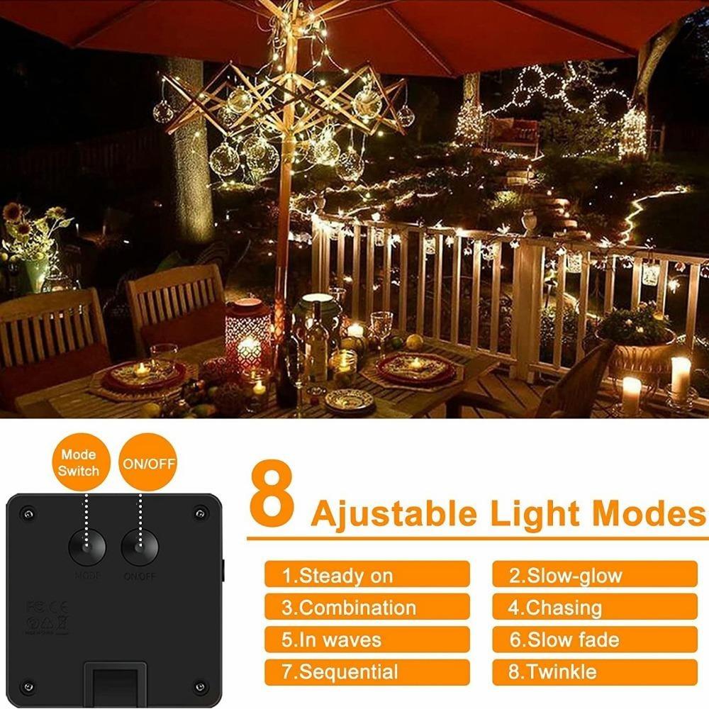 Солнечные гирлянды 300LED Солнечные гирлянды Наружные водонепроницаемые 8 режимов Мерцающий свет из медной проволоки