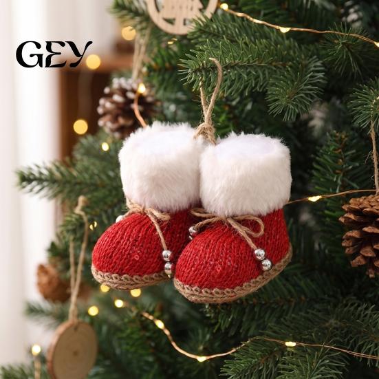 Christmas Gift Tags for Presents Knitted Boots Ornaments, Cute Hanging Plush Boot Decoration with Unique Party Favors Bell, Holiday Tree Pendant Home