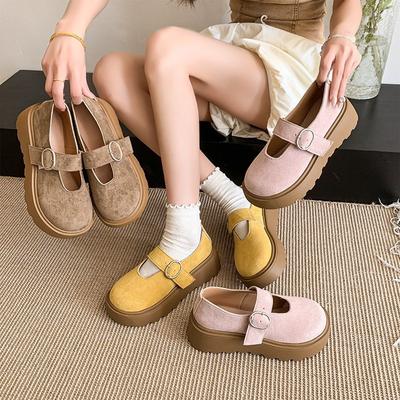 Женские весенне-осенние новые туфли Мэри Джейн на толстой подошве, на платформе, с мелким вырезом, под юбку