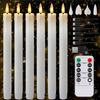 6/12pcs Rechargeable LED Flickering Flameless Taper Candles 4 Type Head with Remote Control Battery Operated Home Decor Candle