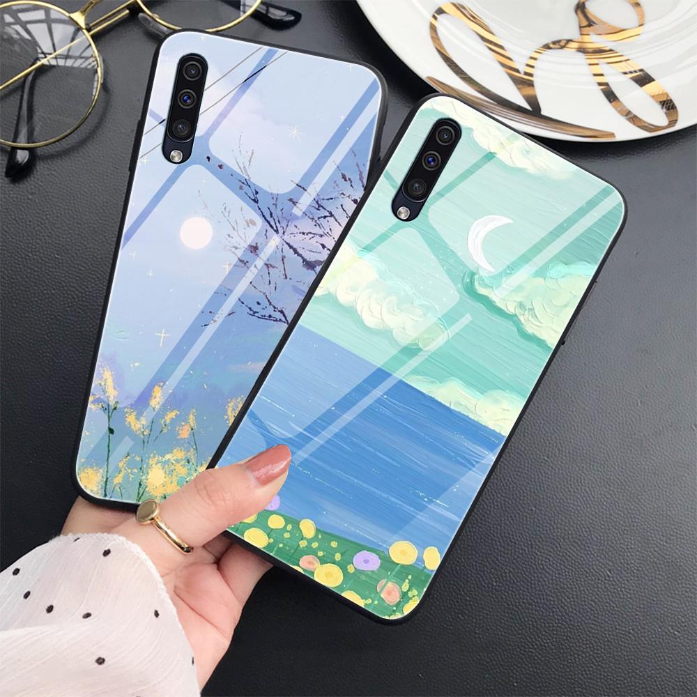 Чехол с изображением пейзажа для Samsung Galaxy A52 A70 A71 A73 A53 A13 5g A03 A72 A22 A21s A03 Core A42, крышка из закаленного стекла
