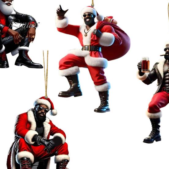 4 шт. Санта-Клаус Рождественское украшение 2D Акриловый автомобильный аксессуар Рождественская елка подвесное украшение для праздничного декора