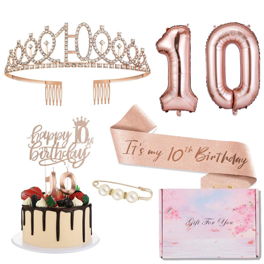 Children's Birthday Party Set: Crown, Balloons, Candles, Cake Toppers for Ages 1-4