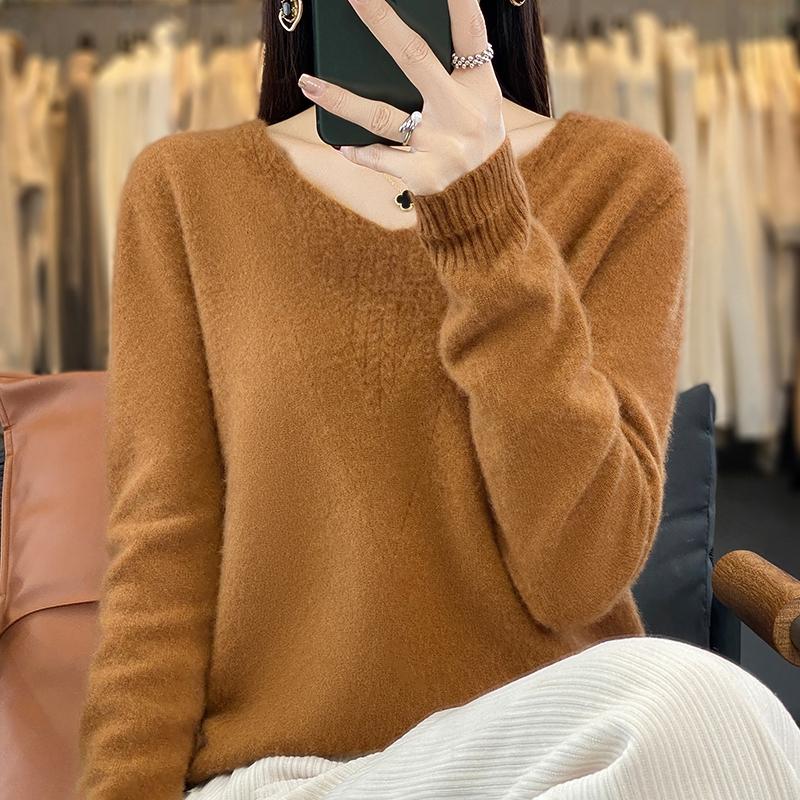Женский кашемировый свитер Qinghe cashmere 30% кашемир 70% шерсть Женский осенне-зимний кашемировый свитер мягкий и теплый