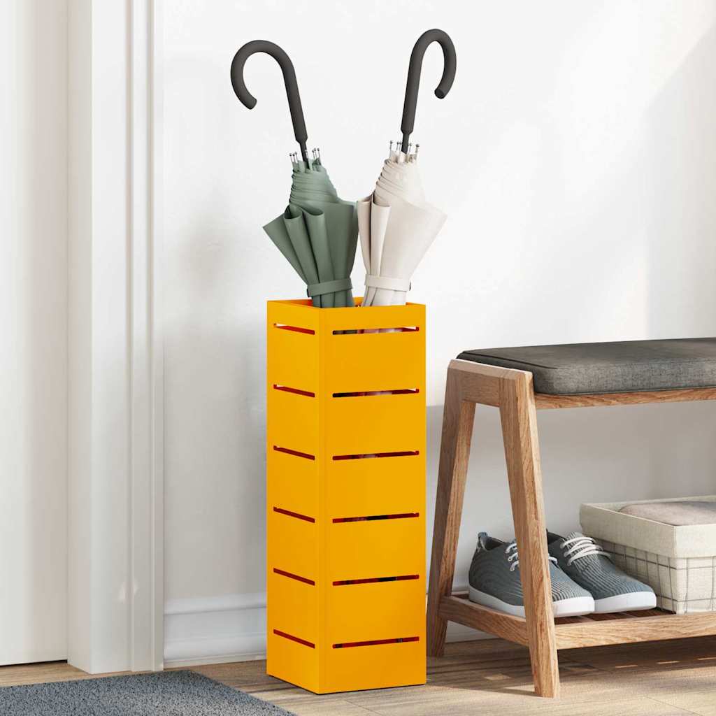 Umbrella Stand with Storage Mustard Yellow 15.5 x 15.5 x 49 cm Metal