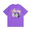 Men Women Short Sleeve T-Shirt Dinosaur Letter Print Loose Fit Cotton Tee