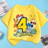 Pokemons Cartoon Number Birthday T-shirts Pikachu Anime Cute Short-sleeved Top Boys Girls Summer Fashion T-shirt Kids Clothes