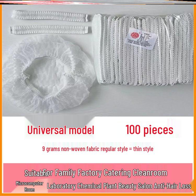 White Disposable Bouffant Cap - Non-Woven Hair Net Hat for Work or Bath, Black Thick Short Hair Coverage