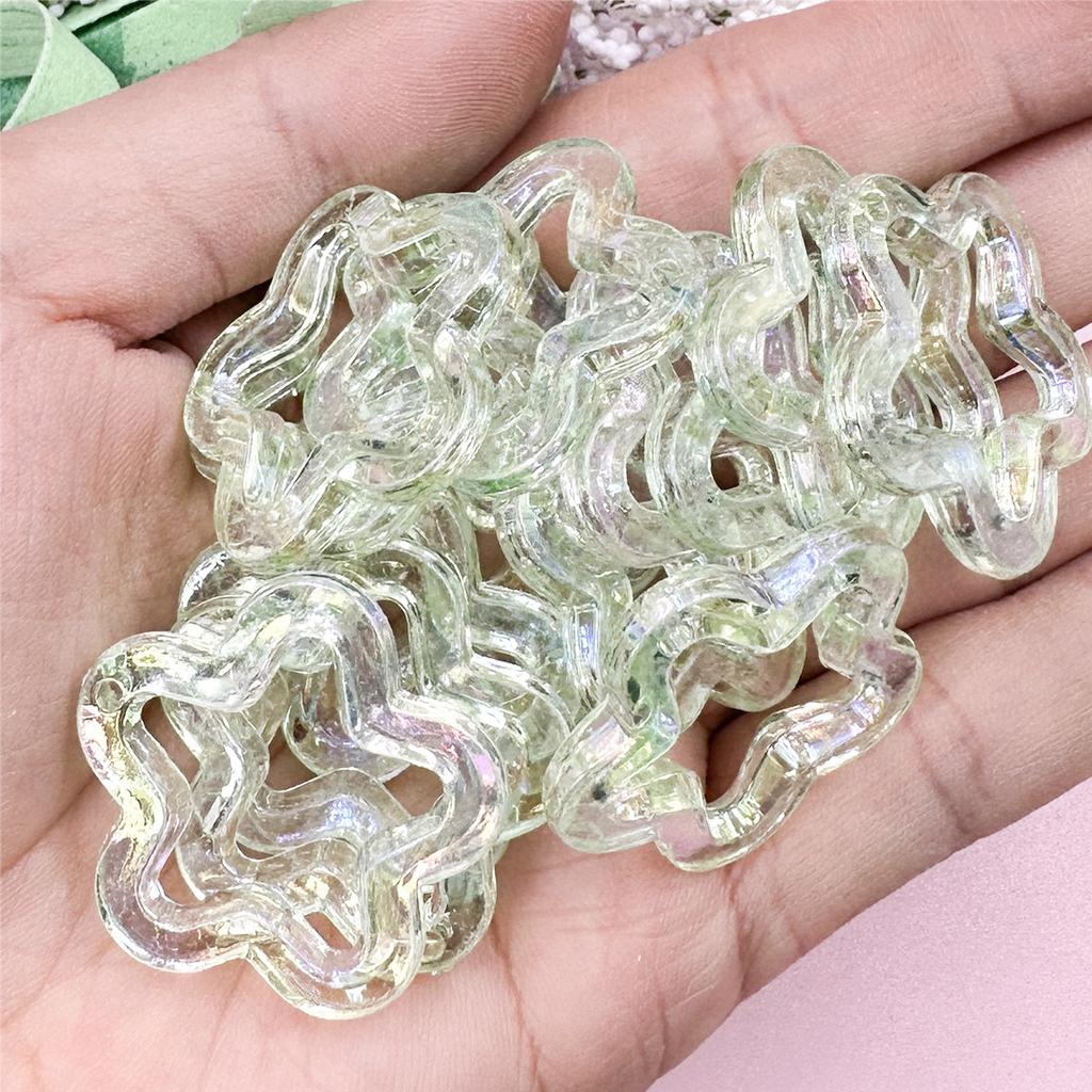 Бусины-пентаграммы, ожерелье «сделай сам», материал из бисера, 29,6 мм, ювелирные аксессуары, акрил, 20 шт., модные бусины со звездами, лазерные выдолбленные