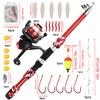 FTK Complete Fishing Kit: 1.8m/5.91ft Lightweight Fibreglass Spinning Rod and Reel Combo Cool Pack - for Fresh and Salt Water, Hooks