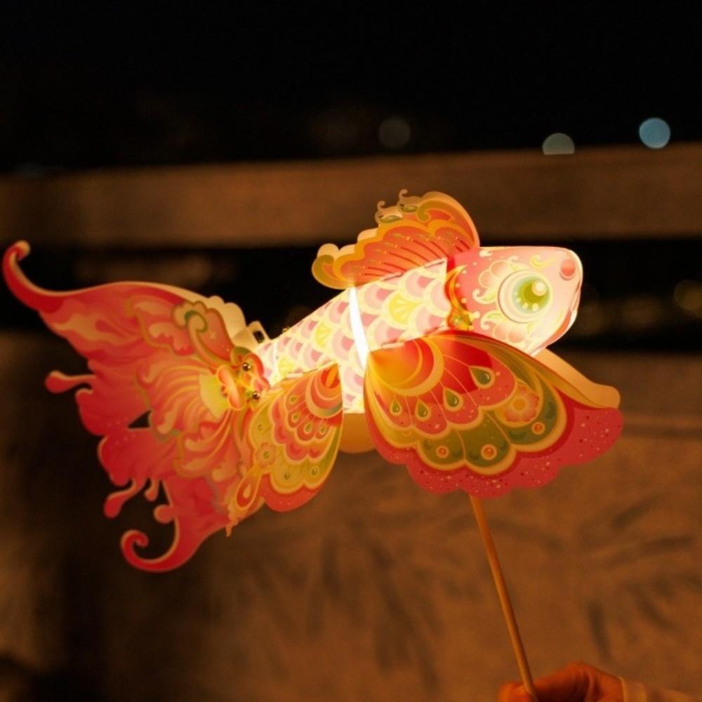 Handmade Handheld Fish Lantern Ancient Style DIY Lantern Material Kit Holiday Celebration