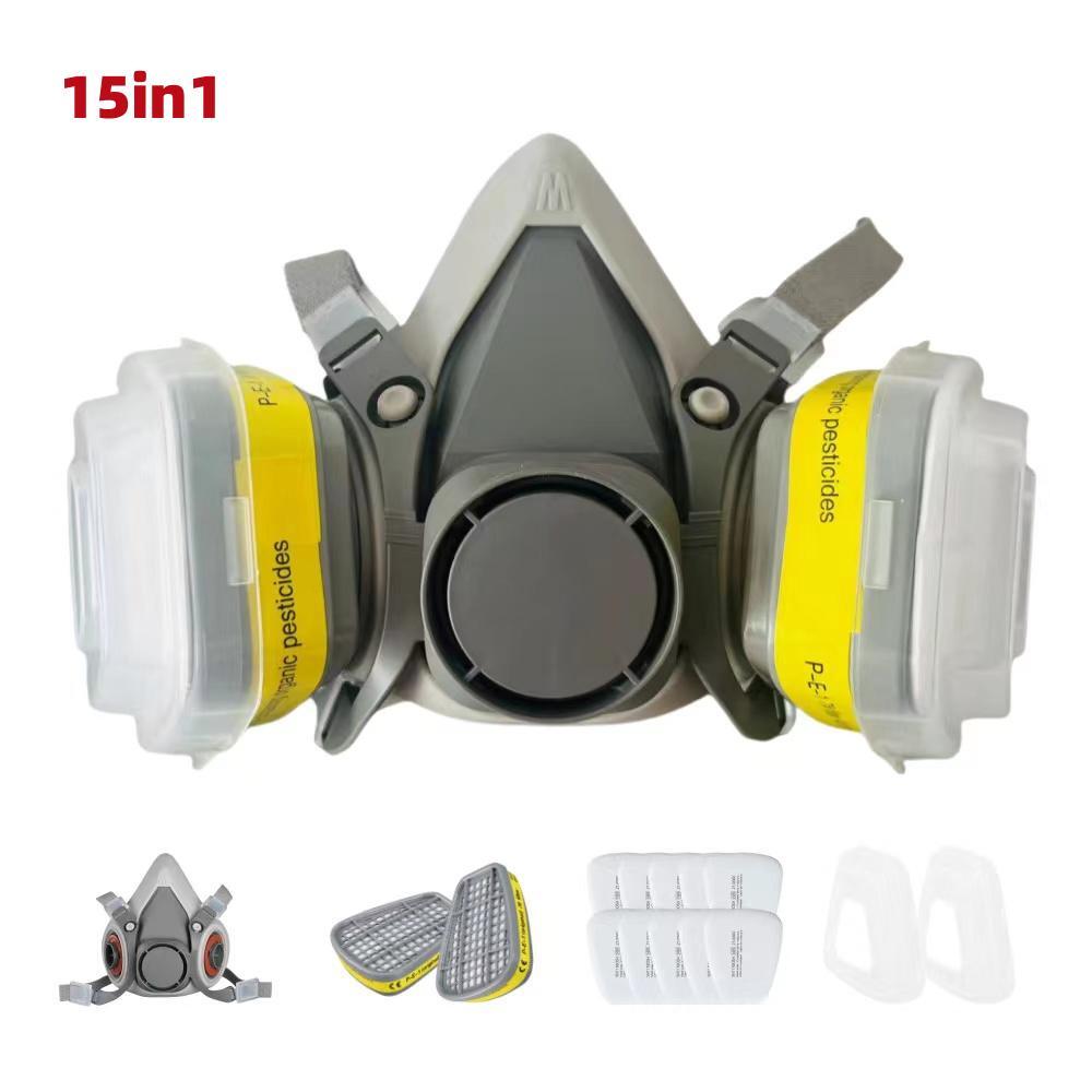 6200 Gas Mask 7-in-1/15-in-1 Reusable Half Face Mask with Filter, Suitable for Painting, Welding, Woodworking, and Organic Vapor