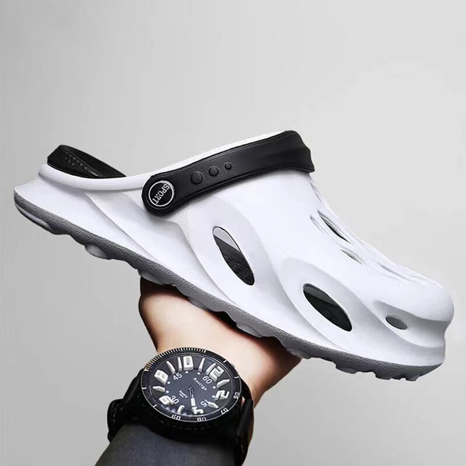 2024 New Men's Fashion Beach Sandals Thick Sole Slipper Waterproof Anti-Slip Sandals Flip Flops Non-slip Toe EVA Hole Shoes