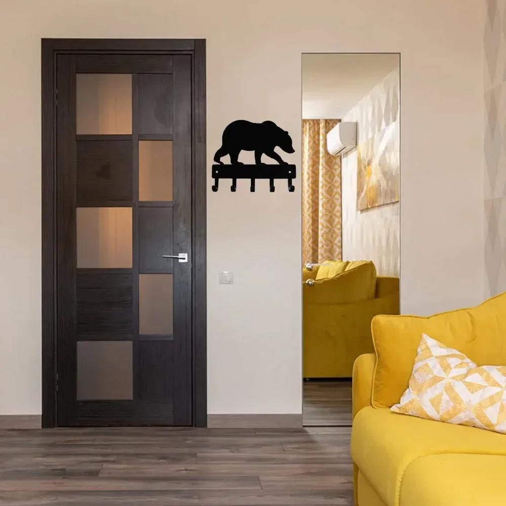 Вешалка для ключей Bear, 6/9 дюйма, металлическая настенная вешалка для полотенец, вешалка для пальто, органайзер для хранения вещей - деревенский декор для дома