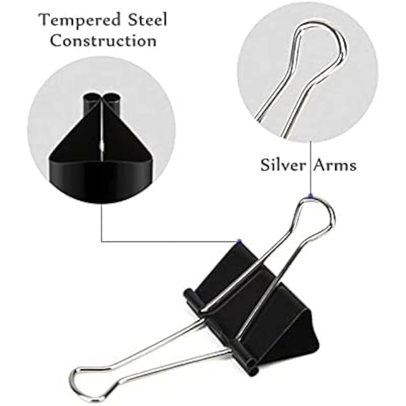 Bambalio Binder Clips 19Mm Black Set Of 6 Dozen (72 Pieces)