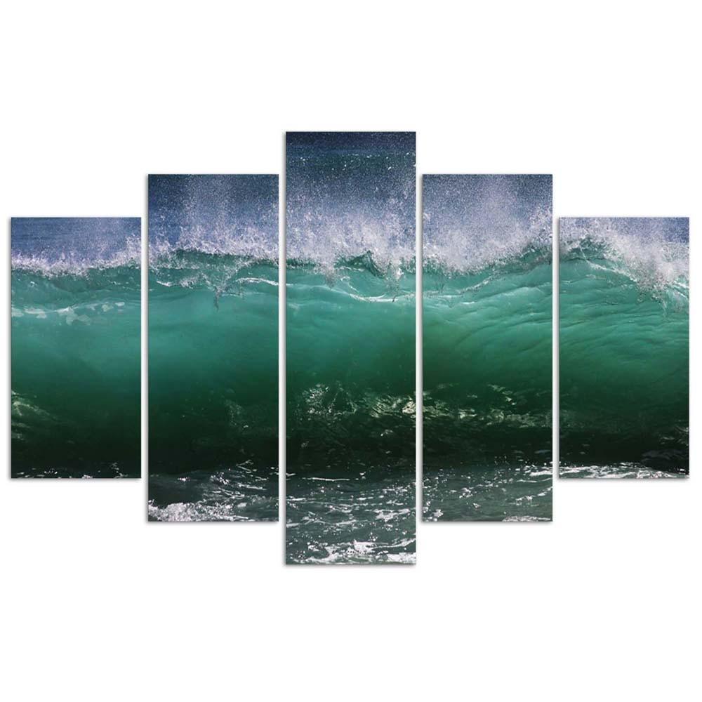 Five piece picture canvas print 5-PART Raging Waves Sea