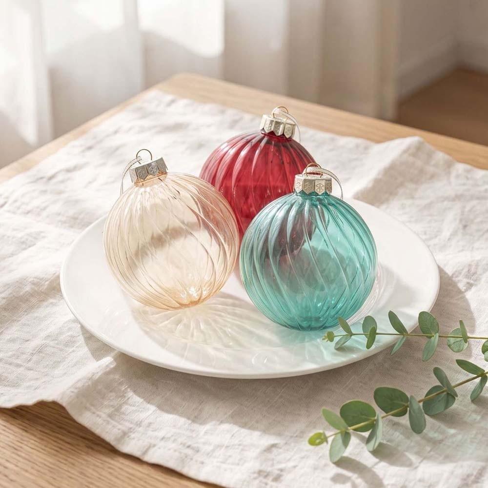 Transparent Design Ripple Xmas Ornament PET Material Colorful Hanging Bauble Tree Decor