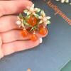 Retro Literary Mori Plants Orange Glazed Freshwater Pearl Brooch Fruit Plant Pin