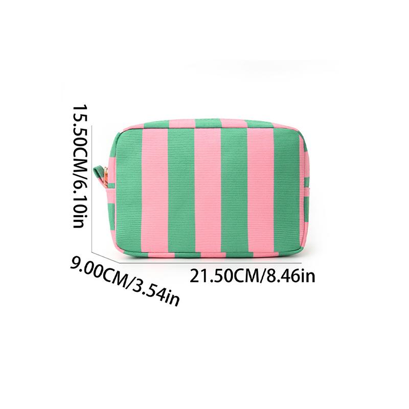 Durable Corduroy Storage Bag Stripe Design Makeup Train Cases High Capacity Travel Makeup Bag