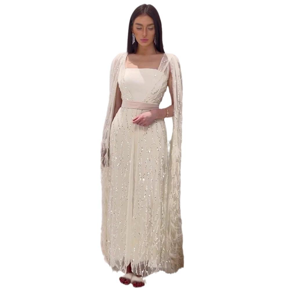 Элегантное длинное вечернее платье в европейско-американском стиле для банкетов и выступлений