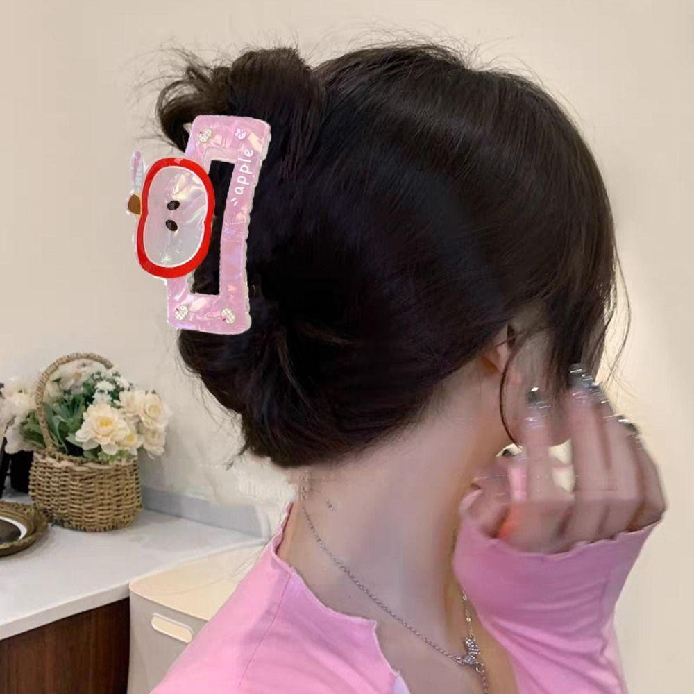 Cute Fruit Acetate Claw Clip Watermelon Ponytail Shark Clip Elegant Strawberry Shark Clip  Daily
