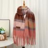 Women's Mohair Winter Scarf Cashmere Feel Tassel Scarf Colorful Striped Long Scarf Winter Shawls Wraps for Cold Weather