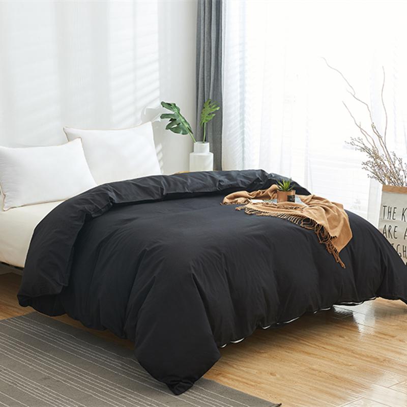 High Quality Solid Cotton Duvet Cover Single Double King Size Minimalist Bedding Set