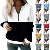 Women Casual Long Sleeve Basic Quarter Zipper  Print Flowers Pullover Sweatshirts Casual Top Fall Clothes