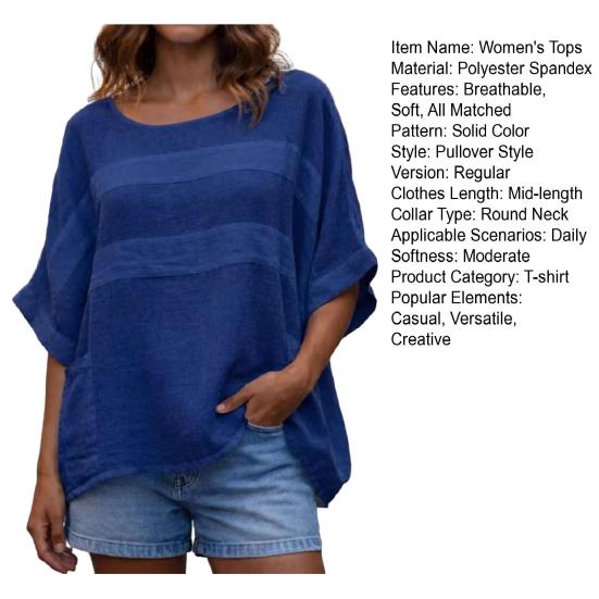 Womens O Neck Shirt Soft Breathable Tops Regular Fit Dolman Sleeve Top Casual Loose Fit Blouse Summer Spring Shirt Perfect for Work Party Date Fashion