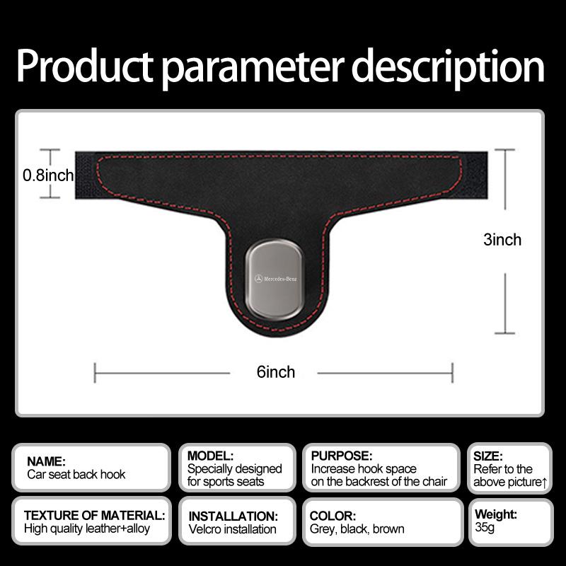 AABII1 For Benz Car Headrest Hook Leather Seat Hanging Hook Sports Seat Alloy Hook Accessories AMG W213 W124 W108 W126 Exclusive W204